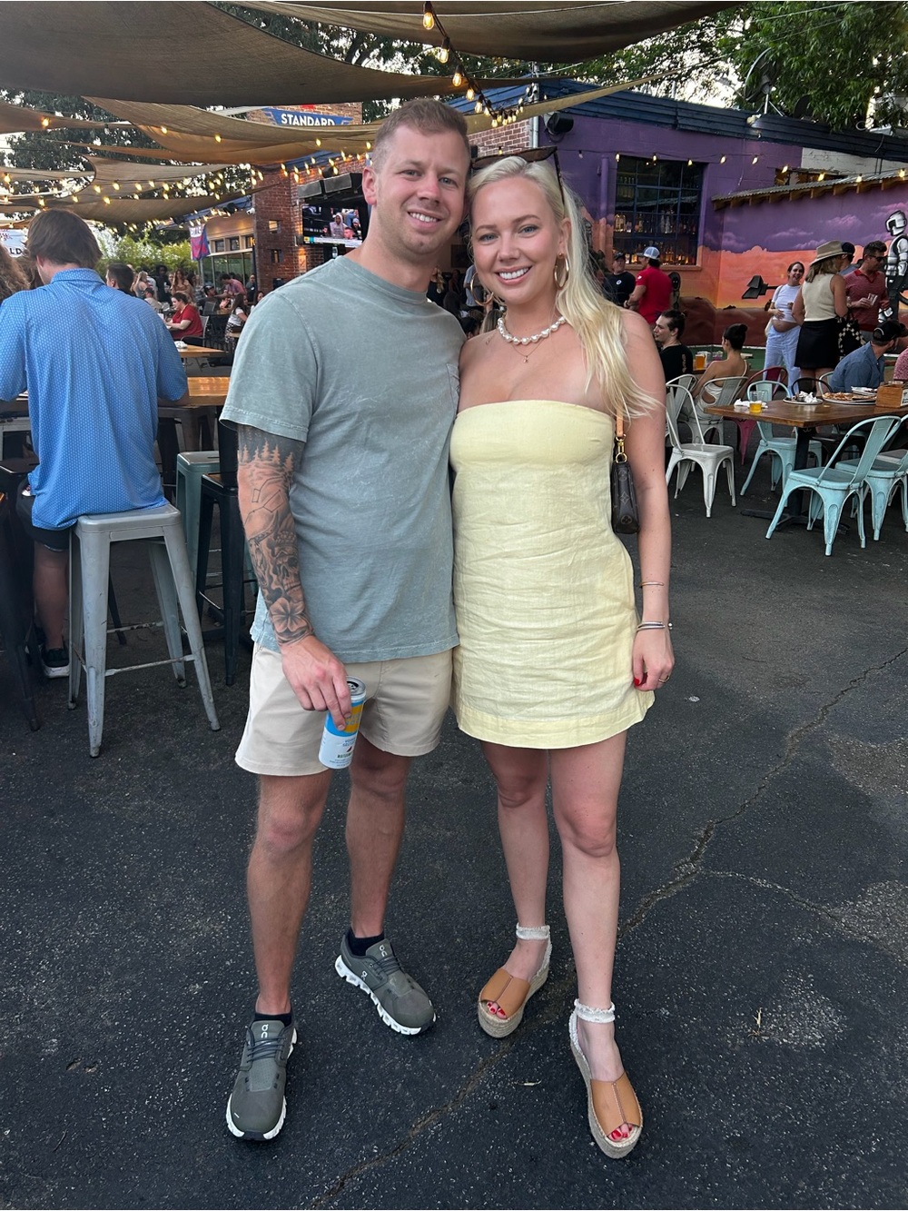 Free People Strapless Mini Dress in Pale Yellow